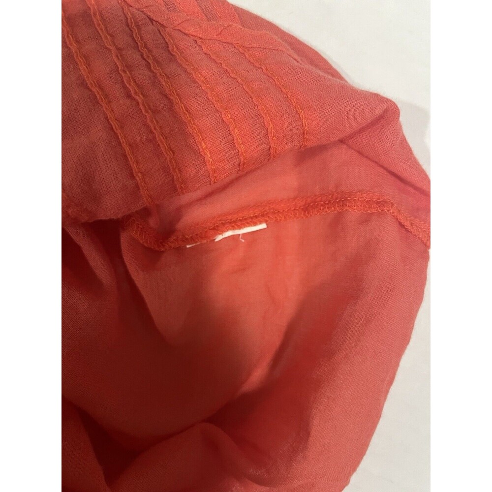 NINE WEST Women L Pink Short Sleeve Top Embroidered Pleated Boho Peasant Hippie - Picture 9 of 11